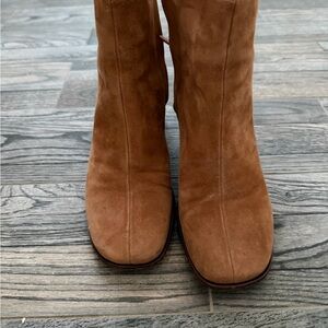 Vince Tan Suede Heeled Boots